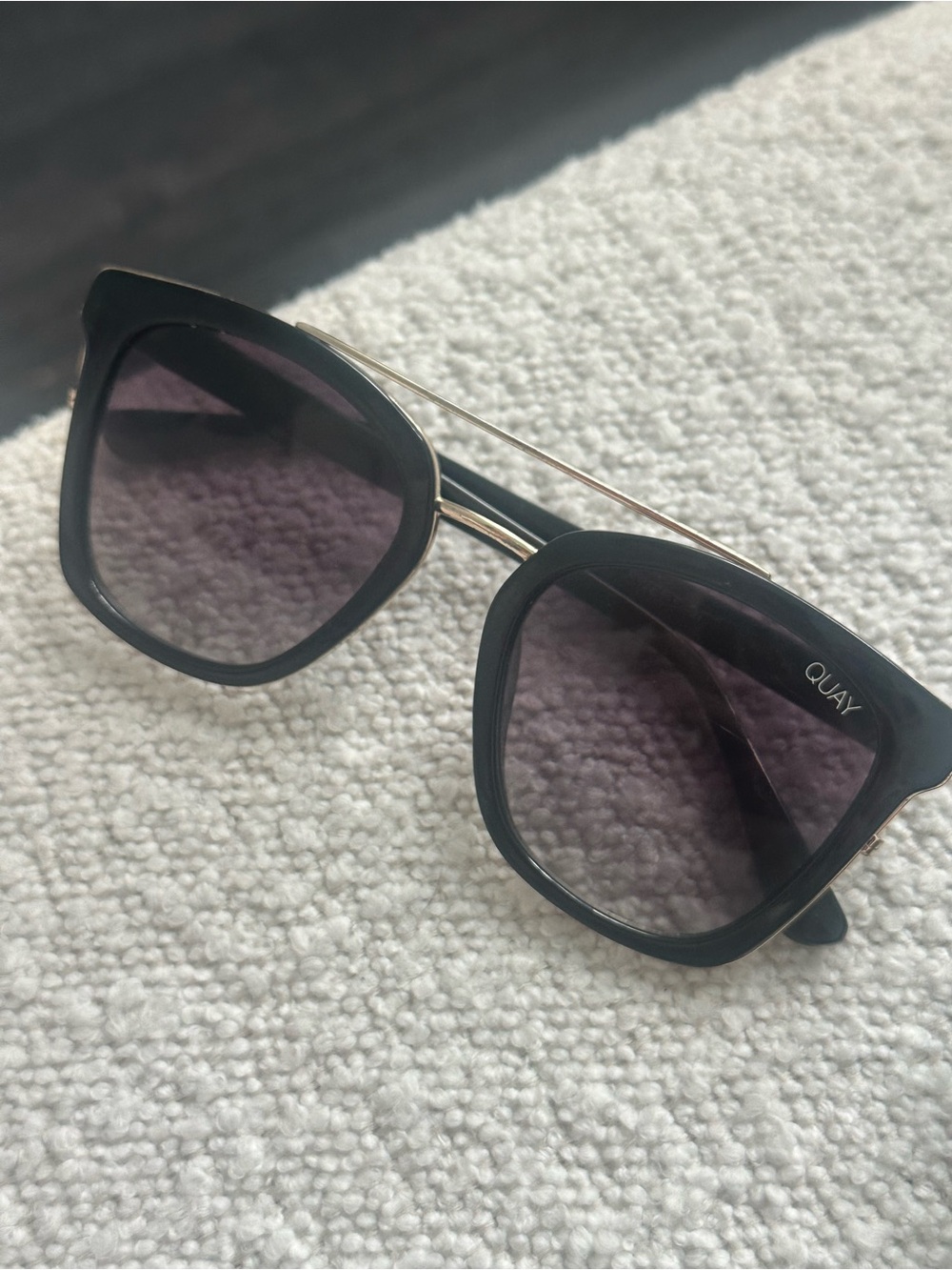Quay Australia Sweet Dreams 125 Black Sunglasses with Gold Double Bar